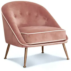 PIB Fauteuil crapaud en velours rose pas cher