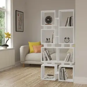 TOSCOHOME Bibliothèque Cube en Bois Double Face 79x166,5h cm Blanc - RailVendu paramazon