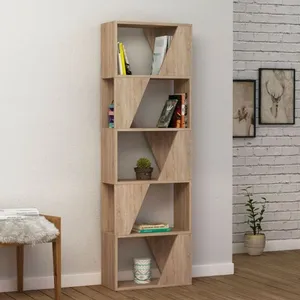 TOSCOHOME Bibliothèque en bois 54x168h cm avec 5 étagères couleur chêne - Cadre pas cher