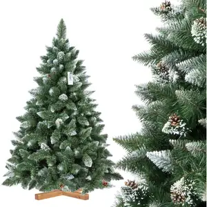 FAIRYTREES 150cm Sapin de Noël artificiel Pin - légère neige - socle e... pas cher