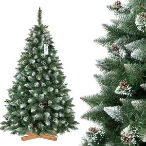 FAIRYTREES 180cm Sapin de Noël artificiel Pin - légère neige - socle e... pas cher