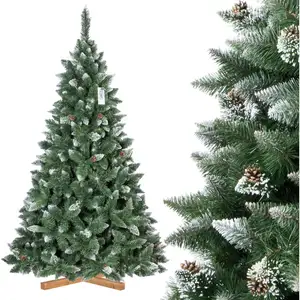 FAIRYTREES 220cm Sapin de Noël artificiel Pin - légère neige - socle e... pas cher