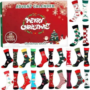 DAISNKO 24pcs Calendrier de l'avent de Noël pour 14+ mélange et chaussettes de match Calendrier de l'Avent 2024 avec motifs de festivals Ca pas cher