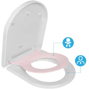 Comparateur de prix : TODOT Abattant WC Familial Forme D avec Siège Enfant Rose Retirable Magnétique Frein de Chute Charnière Réglable pour Adultes et Enfants