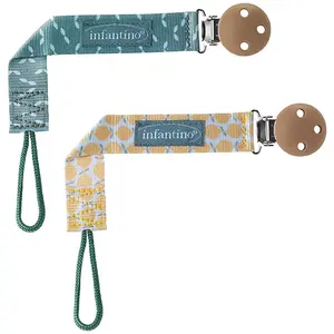 Infantino Lot 2 Attaches-sucettes Pacigrip Vert & Jaune pas cher