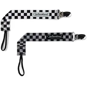 Infantino Lot 2 Attaches-sucettes Pacigrip Noir & Blanc pas cher