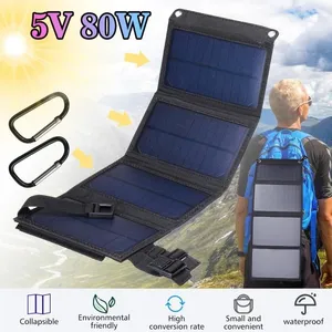 KEPEAK 80W 5V Panneau Solaire Sunpower Chargeur Solaire avec Port USB Étanche pour Téléphone Extérieur Charge Escalade Randonnée CampingVendu parcdiscount