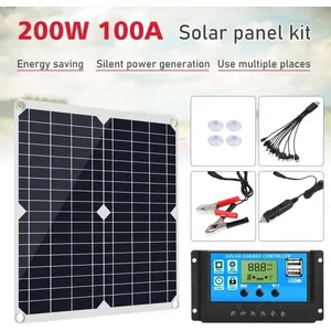 KEPEAK Kit de panneau solaire chargeur de panneau solaire 200W 12V ave...Vendu parcdiscount