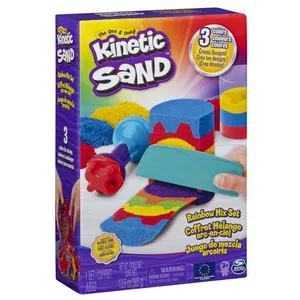 Comparateur de prix : KINETIC SAND - Coffret  ARC-EN-CIEL 390 G + 6 accessoires - Modele aleatoire TU