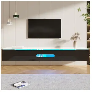NECHE Yoleo - Meuble tv élégante finition brillante avec éclairage led... pas cher