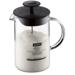 BODUM LATTEO Fouet à lait manuel avec anse en verre 0.25 l Noir pas cher