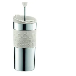 Comparateur de prix : Bodum Mug à piston en inox double paroi Travel Press 0,35 L Blanc crème