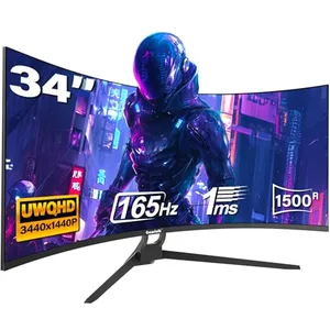 GAWFOLK 34 Pouces Ultrawide Curved Gaming Monitor 1500R PC Screen 165h... pas cher