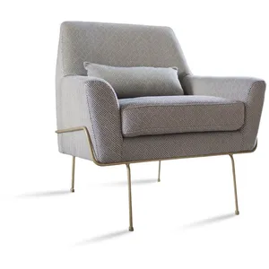 PIB Fauteuil en tissu gris et bleu pas cher