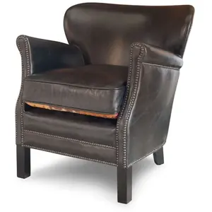 PIB Fauteuil en cuir marron pas cher
