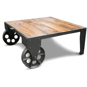 PIB Table basse mobile en bois marron pas cher