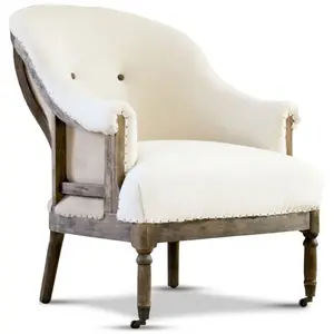 PIB Fauteuil rond en tissu blanc pas cher