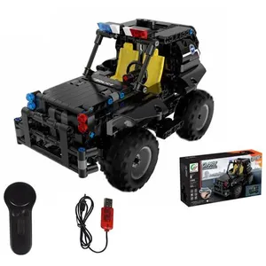 Comparateur de prix : Assemblage de voiture de patrouille de blocs de kit de véhicule électrique RC modèle jouet cadeau de Noël anniversaire