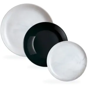 Service de table 18 pièces Diwali effet marbre et noir - Luminarc TU pas cher
