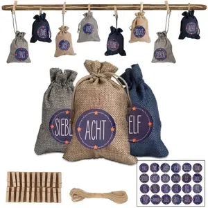 Fiqops Calendrier de l'Avent à remplir Noël Sacs Décor 24 sacs en tiss... pas cher