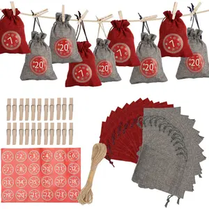 SWANEW Calendrier de l'Avent à remplir Sacs de Noël Décor 24 sacs en t... pas cher