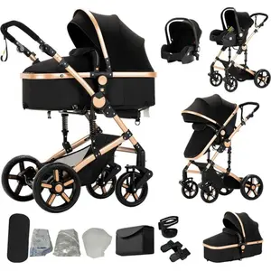 Poussette 3 en 1poussette combinée de haute qualitéroues robustes + sa... pas cher
