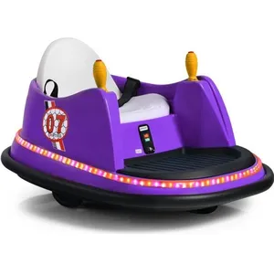 DREAMADE Auto Tamponneuse Électrique avec Télécommande 2.4G, Auto Tournante avec Lumières LED, Musique, Contour Antichoc, VioletVendu parcdiscount