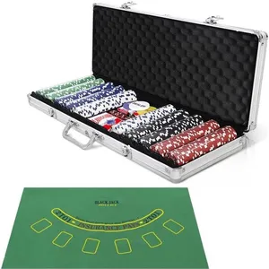 Mallette de Poker DREAMADE avec 500 Jetons, 3 Boutons et 2 Jeux de Car...