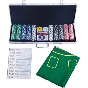Giantex Mallette de Poker 500 Jeton avec 2 Jeux de Cartes, 3 Boutons D...