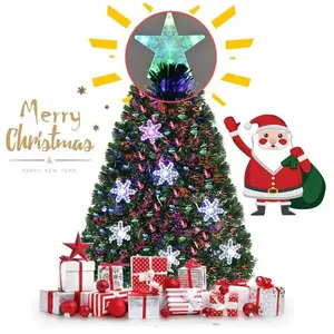 GOPLUS Sapin de Noël Artificiel 90CM Fibre Optique avec Socle,85 Branc... pas cher
