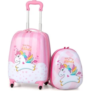 GOPLUS Valise Enfant à Roulettes 16 +Sac à Dos 12", Trolley pour Garço... pas cher