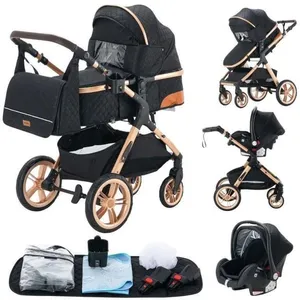 BAZARLAND30.Poussette 3 en 1 Bébé Combinée Siège-Auto Nacelle Trio Rév... pas cher