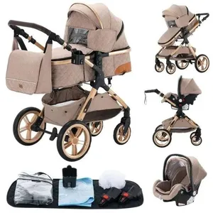 BAZARLAND30.Poussette 3 en 1 Bébé Combinée Siège-Auto Nacelle Trio Rév... pas cher