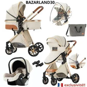 BAZARLAND30.Poussette 3 en 1 Bébé Combinée Siège-Auto Nacelle Trio Rév... pas cher