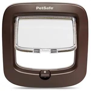 Comparateur de prix : PETSAFE Luxe Porte Plastique 4 Positions Pour Chien Et Chat - Brun