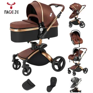 Poussette bebe 3 en 1 Magic ZC - Poussette de luxe cosy, Poussette combinées pliage automatique, grand panier, 360° Rotation,