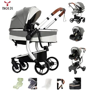 Magic ZC - Poussette cosy voyage 3 en 1 - Poussettes PU Leather, Pouss... pas cher