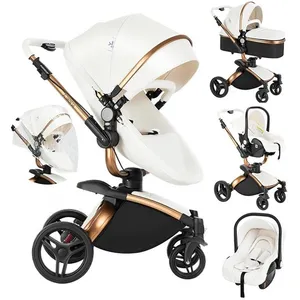 Poussette Magic ZC Poussette 3 en 1 Poussette combinées Poussette cosy voyage Cuir PU Rotation à 360° Pare-soleil Frein à pied