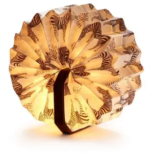 GINGKO ACCORDION-Lampe à poser Papier Tyvek / Velours H10cm pas cher