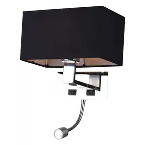 KOSILUM Applique murale liseuse Noire- métal/tissu Adonis pas cher