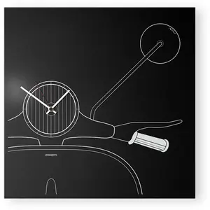 dESIGNoBJECT horloge murale SCOOTER (Noir - Tôle coupée au laser) pas cher