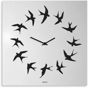 dESIGNoBJECT horloge murale BIRDS (Blanc - Tôle coupée au laser) pas cher