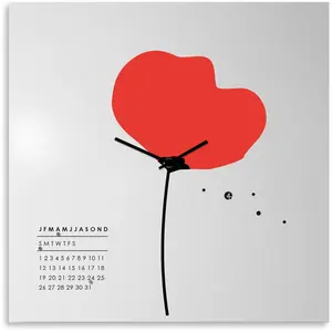 dESIGNoBJECT horloge murale PAPAVERO (Blanc / rouge - Tôle coupée au l...