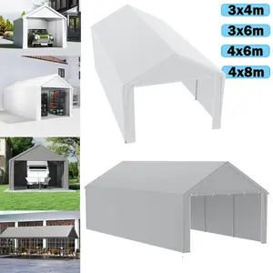 LARS360 Carport gris 3x6m & tente de stockage - Garage en toile résist... pas cher