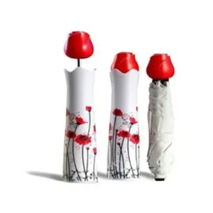 Comparateur de prix : TotalCadeau Parapluie en forme de vase avec rose paraplui fleur rouge