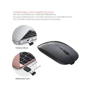 HXSJ M60 ergonomique sans fil souris 1200dpi USB + Type-C rechargeable Souris optique wedazano248 pas cher