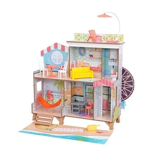 Comparateur de prix : KidKraft - Maison de poupées Ferris Wheel Fun Beach House en bois avec 19 accessoires inclus