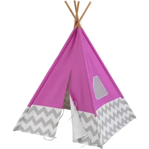 KidKraft Tipi de jeu de luxe - Chevron rose et gris pas cher