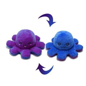 Peluche Poulpe Réversible 20cm-Violet et bleu pas cher