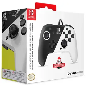 Comparateur de prix : Manette filaire Pdp Faceoff Deluxe Noir et blanc pour Nintendo Switch